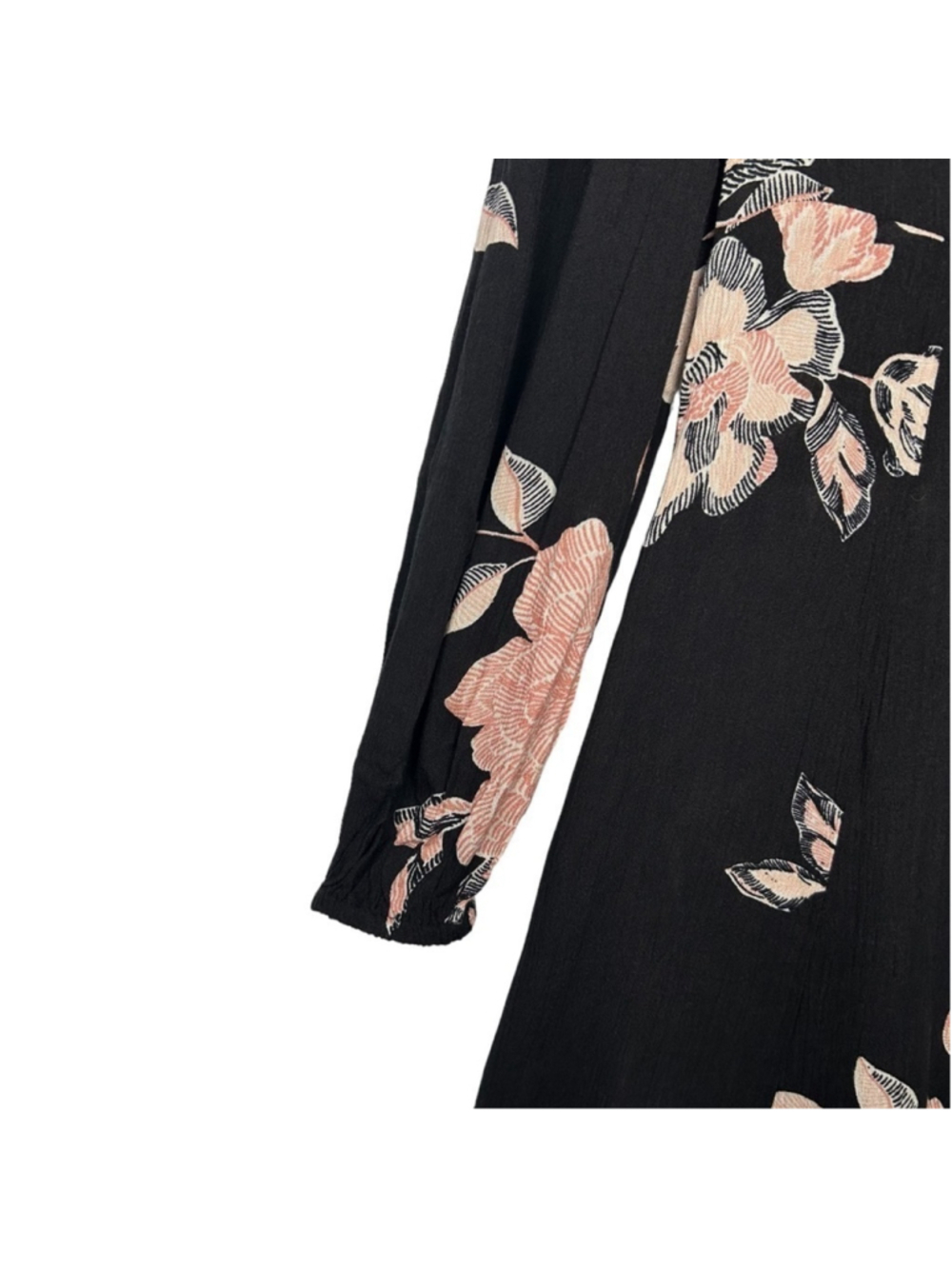 O'NEILL Juniors' Black Floral Printed Marylou Long Sleeve Mini Dress Size Small - Picture 5 of 12